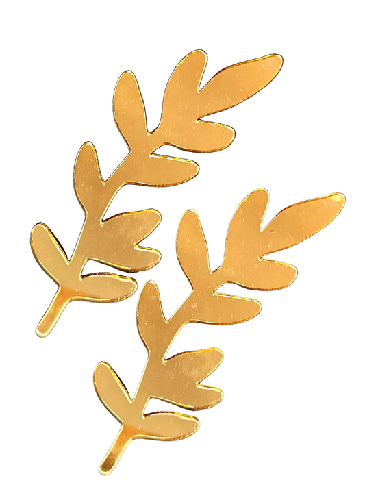 Golden Leaf-Shaped Acrylic Structure (4.3 Inches)