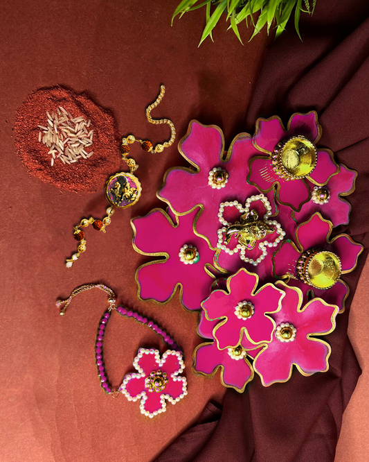Pink Flower Rakhi Set- DIY Kit