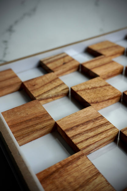 Acrylic Chess Board with Wooden Leg Structure