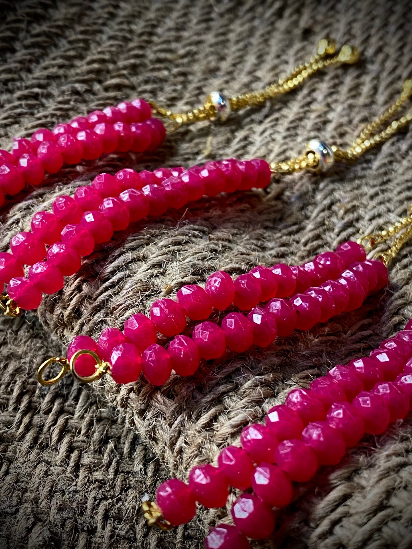 Dark Pink Bracelet Set - 4 Adjustable Bracelets